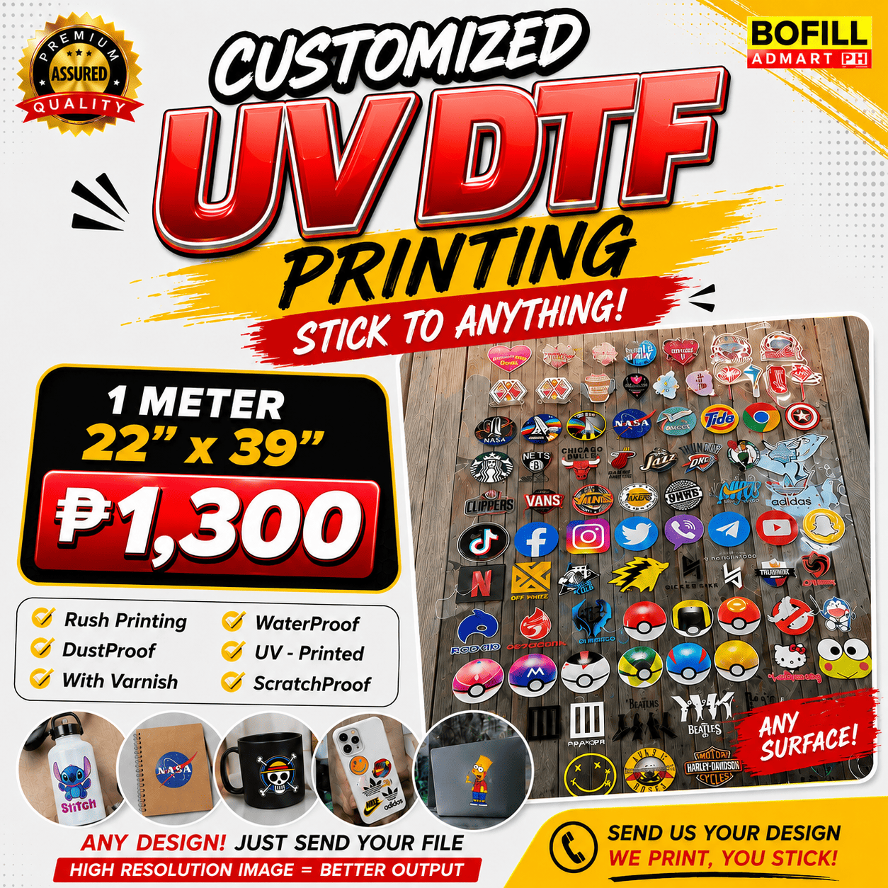 UV DTF - Embossed Permanent Sticker (SELF-ADHESIVE PROCESS)