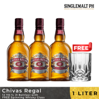 Chivas Regal 12 YO 1L (3 Bottles) with FREE Spinning Whisky Glass