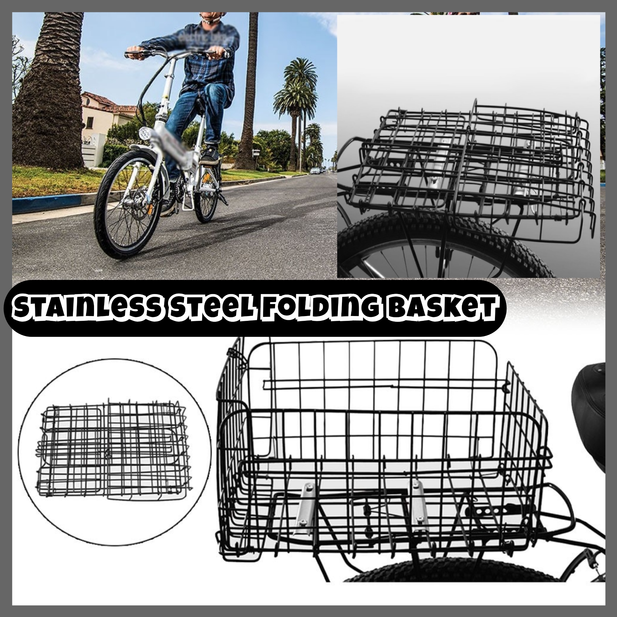 stainless steel bicycle basket