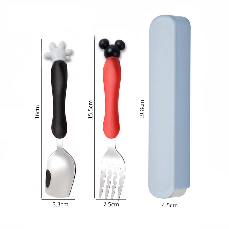 Onestop Mickey & Minnie Mouse Kids Stainless Steel Feeding Utensils Set with Portable Case