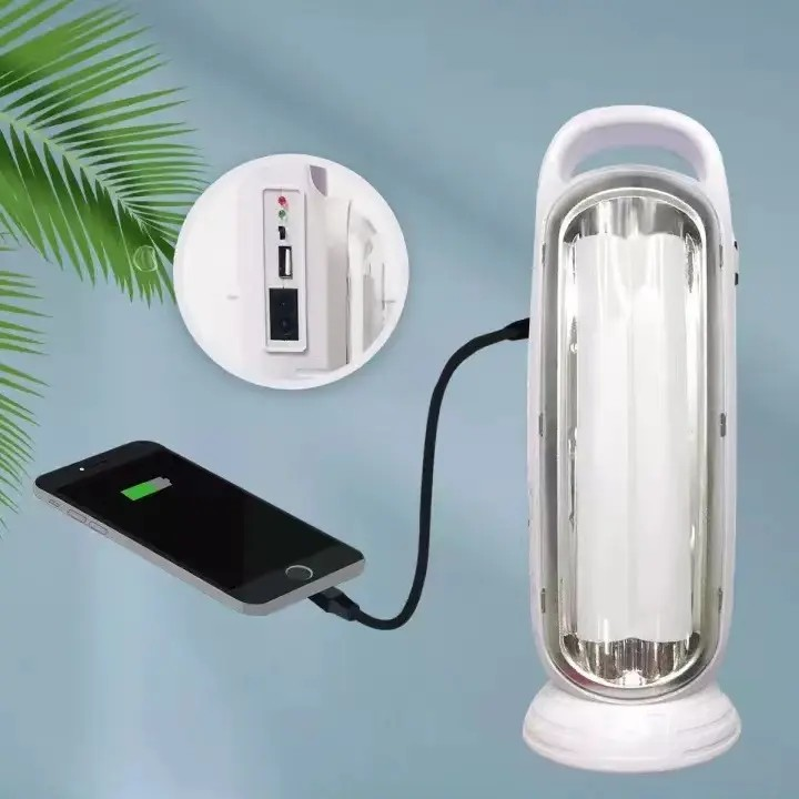 2289 Solar Strong Light Portable Light Outdoor Emergency USB Rechargeable Flashlight LED Double Head Light Source Camping Searchlight Solar Power Bank