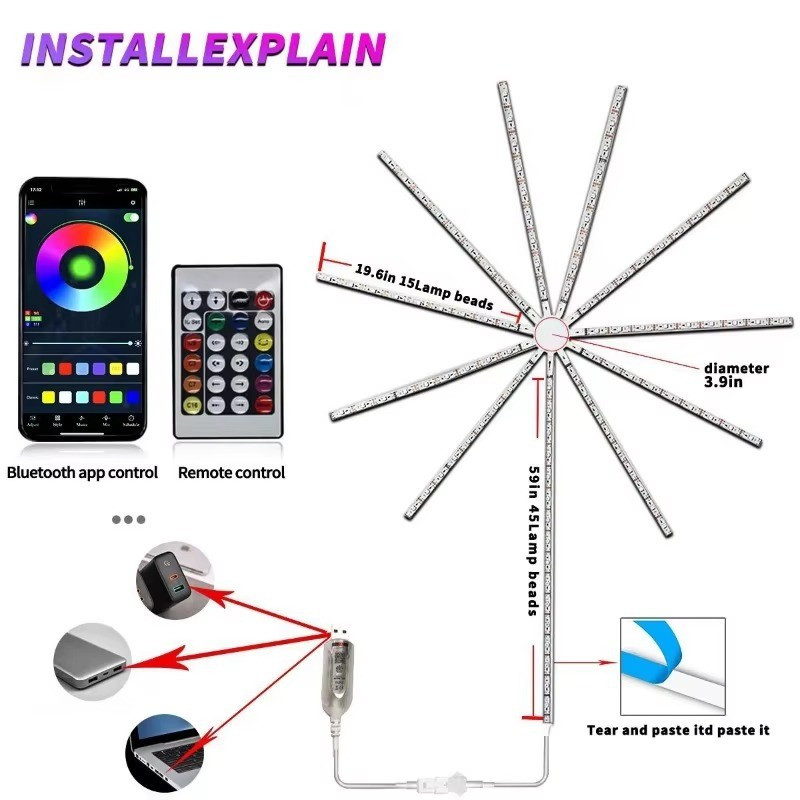 ✅Ready Stock✅Smart Firework Fairy Lights - Music Sync with APP Remote Control 180 LEDS for New Year and Christmas Lights