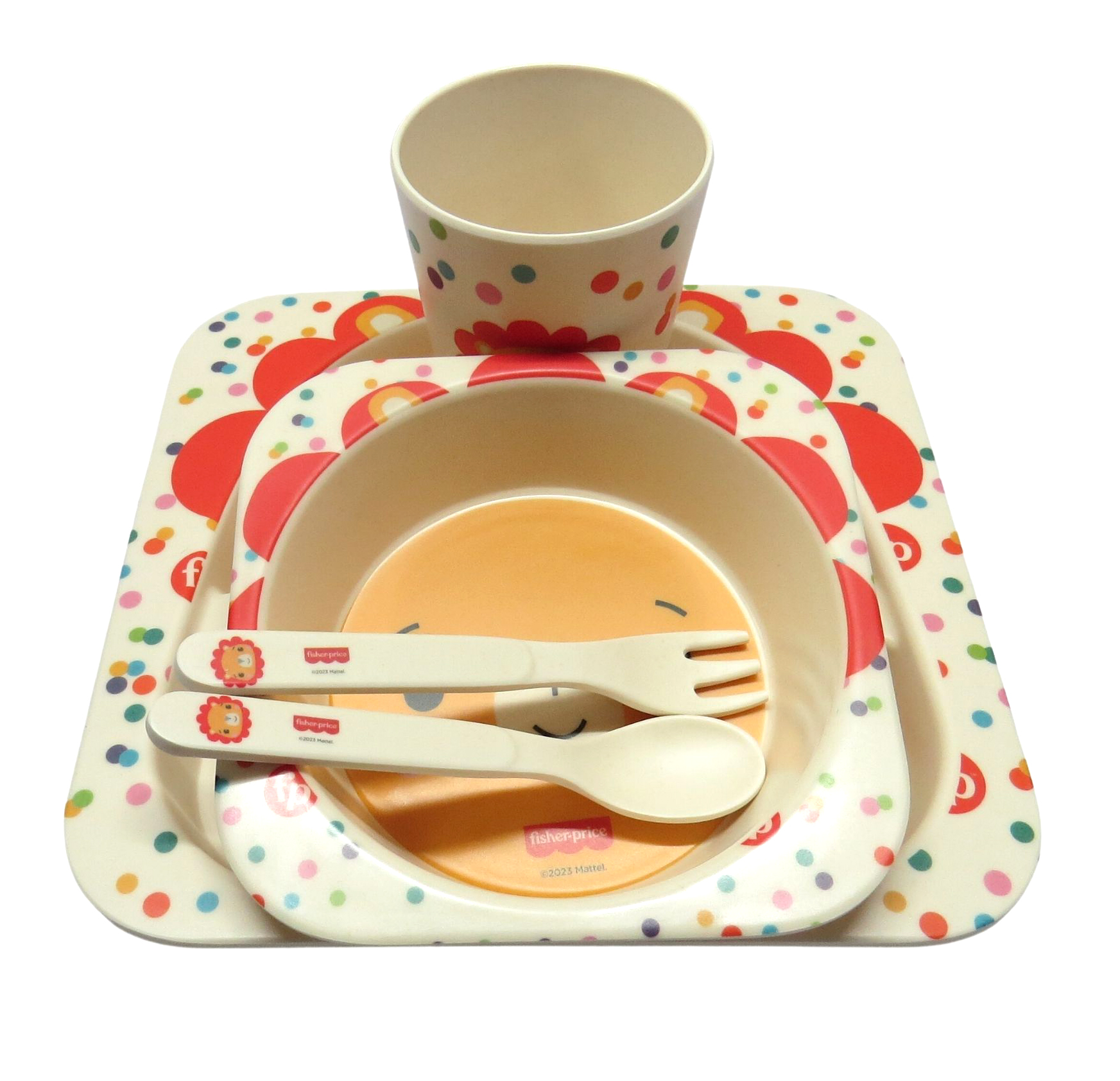 Fisher Price Bamboo Dinnerware Set 5pcs (Plate Bowl Cup Spoon & Fork)