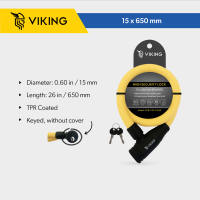 Viking Heavy Duty Steel Cable Lock for Bicycle / Bike Motorcycle Door Spare Tire (Braided Keyed Colored) - Secure Anti Theft High Security Weatherproof