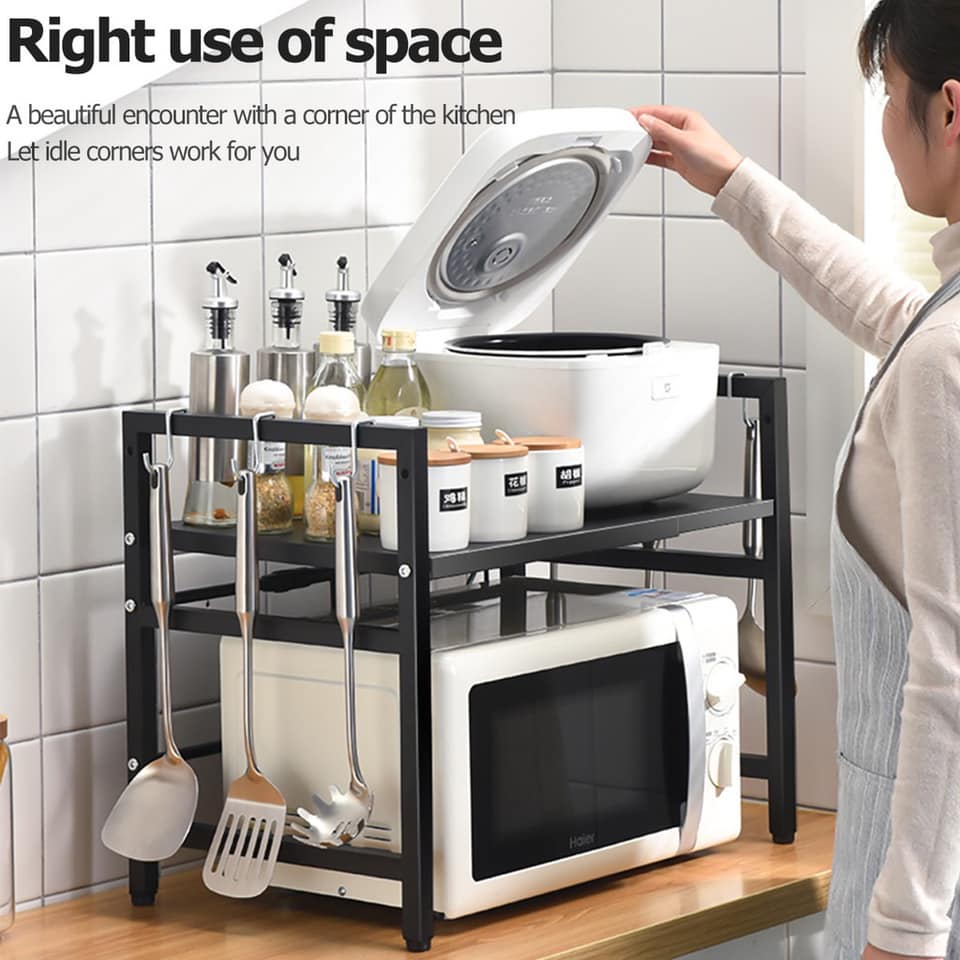 Metal Kitchen Racks Multipurpose Storage Rack Microwave Shelves Black Kitchen shelves household