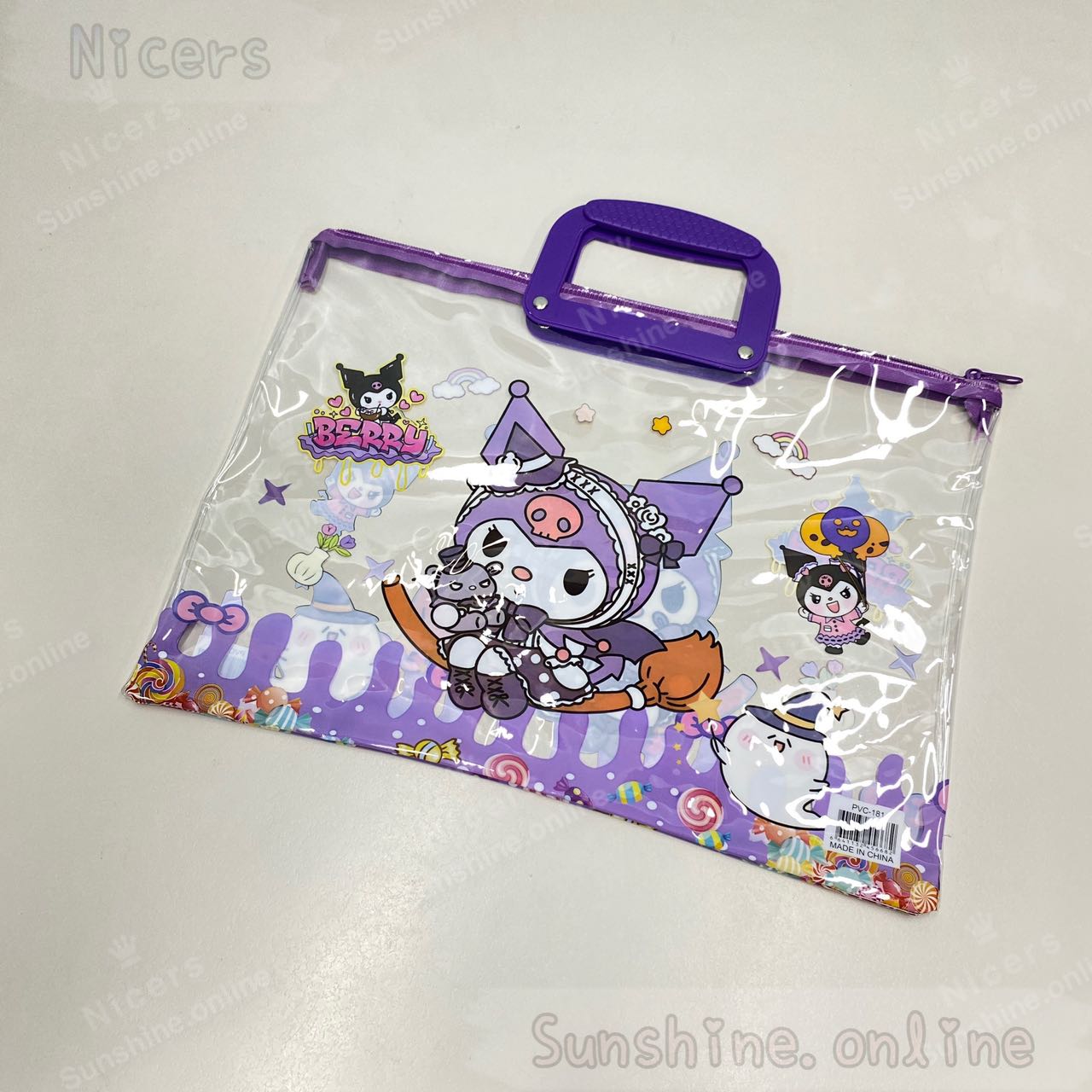 PVC-181 Handy Clear expanding plastic envelope sanrio design with zipper