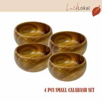 Luid Lokal Set of 4 Bowls Round and Square Acacia Wood