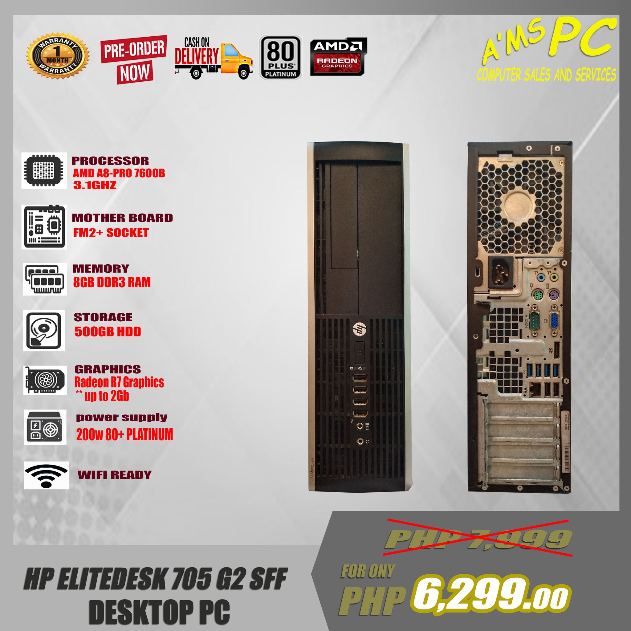 Hp Elite Desk 705 G2 Sff Desktop Cpu Amd A8 Pro 7600b 3 1ghzfm2 Socket 8gb Ram Ddr3 500gb Hdd Radeon R7 Graphics Up To 2gb 0w 80 Platinum Psu Wifi Readyams Trading Review