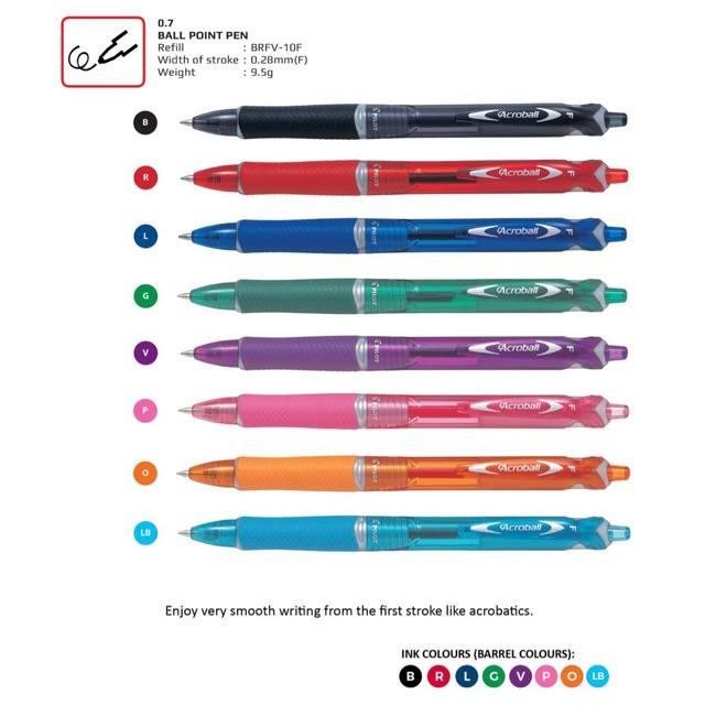 PILOT Acroball Colored Retractable Ballpoint Pen 0.7mm