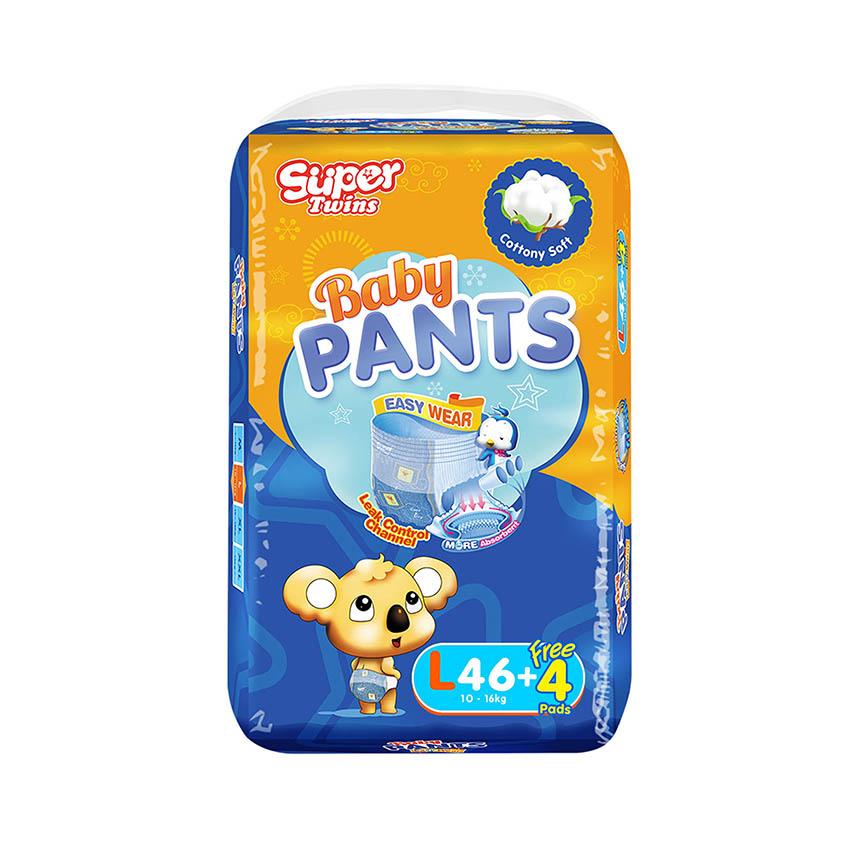 Super Twins Baby Pants Diapers Large (10-16kg) 46s