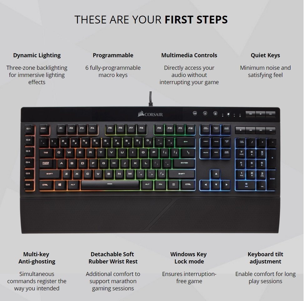 Corsair K55 RGB Gaming Keyboard Backlit RGB LED (CH9206015NA) Lazada PH