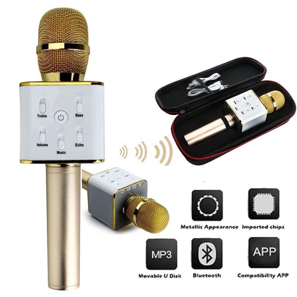 Portable Rechargeable Wireless Bluetooth Speaker Microphone Mic Gold