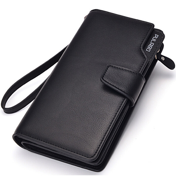 Men Long Wallet Zipper Credit Cards Mobile Phone Holder Black | Lazada PH
