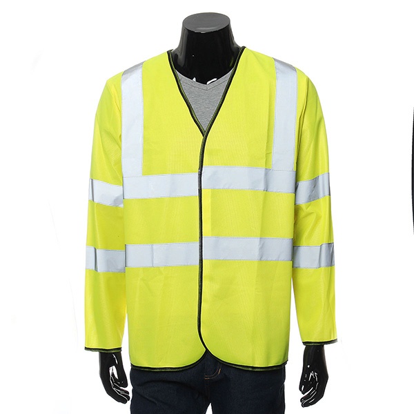 Long Sleeve Safety Vest Waistcoat Jacket w/ Reflective Stripes S