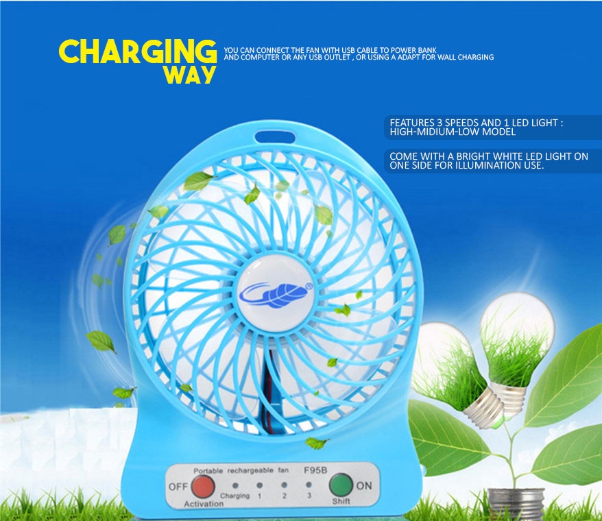LHR F95B 5V Portable Rechargeable Mini Fan (Black) Lazada PH