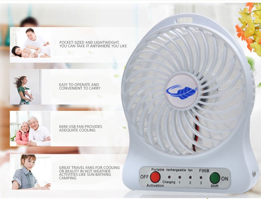 LHR F95B 5V Portable Rechargeable Mini Fan (Black) Lazada PH