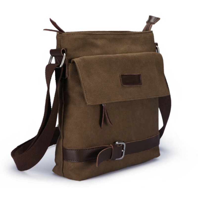 Men Fashion Canvas Casual Bag HandBag Shoulder Bags Coffee | Lazada PH