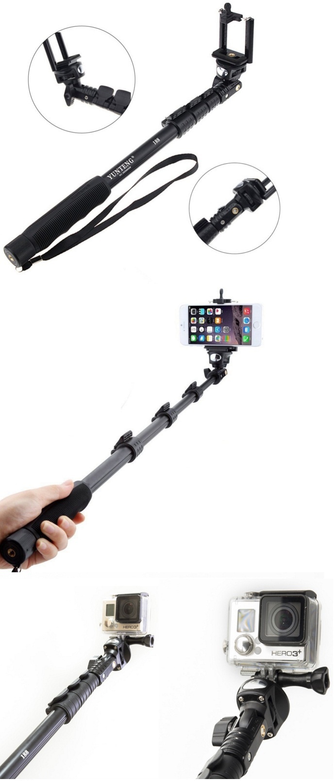 Yunteng Monopod with Mount Adapter with Floater/Bobber    for