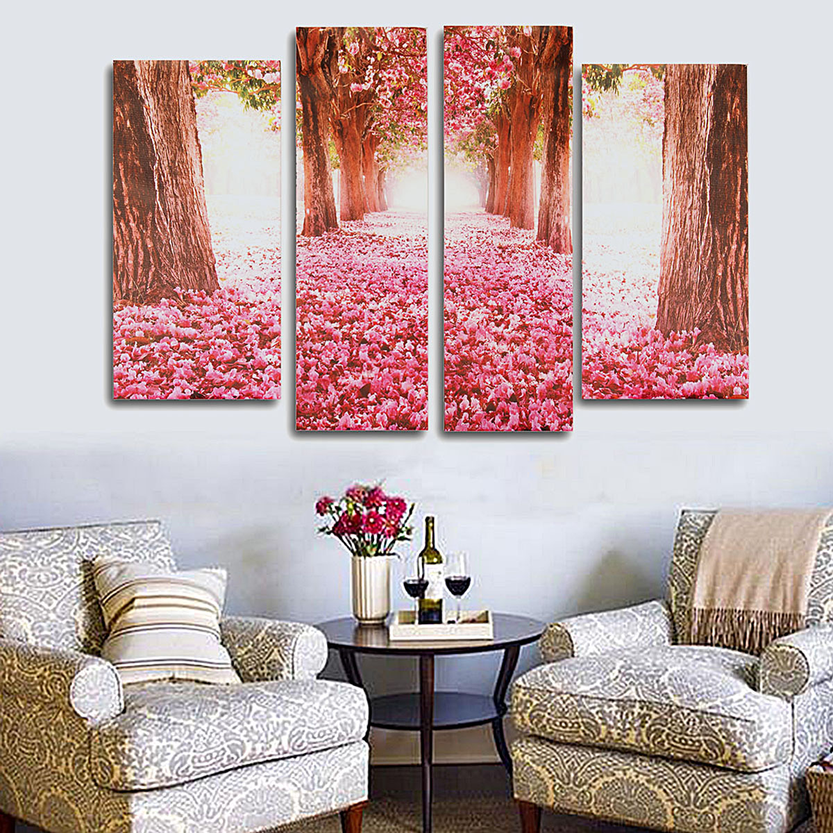 Cherry Blossom Abstract Canvas Art Oil Painting Home Wall Decor Set ...