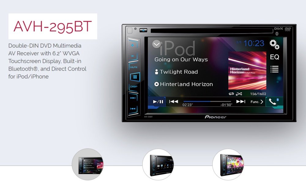 Pioneer AVH295BT DVD RDS AV Receiver Double Din Car Stereo 50W x 4