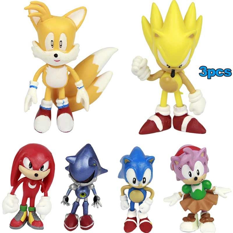 6pcs Set Toys Sonic the Hedgehog Amy Tails Mephiles Knuckles 2.4in PVC ...