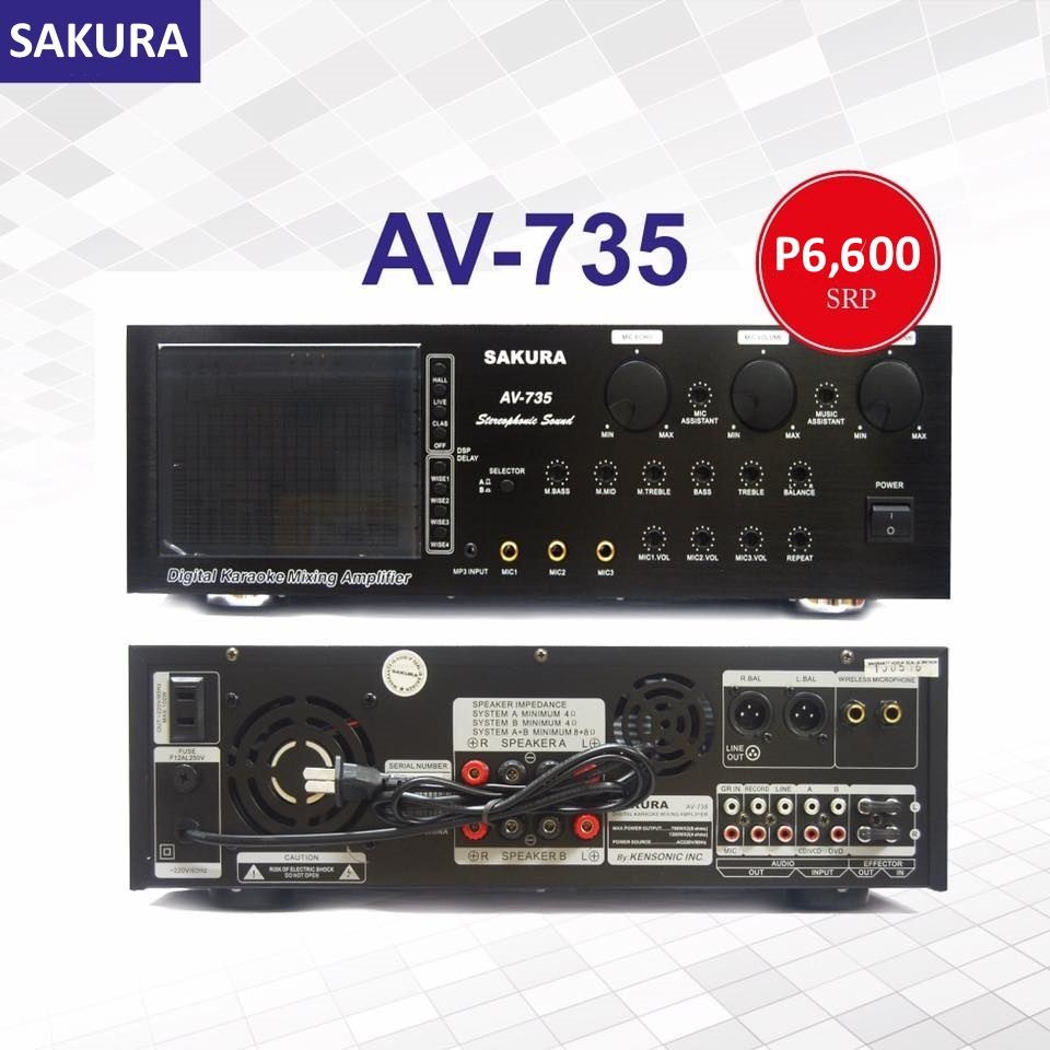 Sakura AV-735 700W X 2 Karaoke Mixing Amplifier | Lazada PH