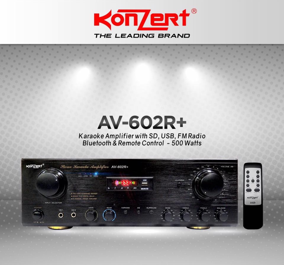 Konzert AV602R+ 500W X 2 5Channel Karaoke Amplifier with FM Radio