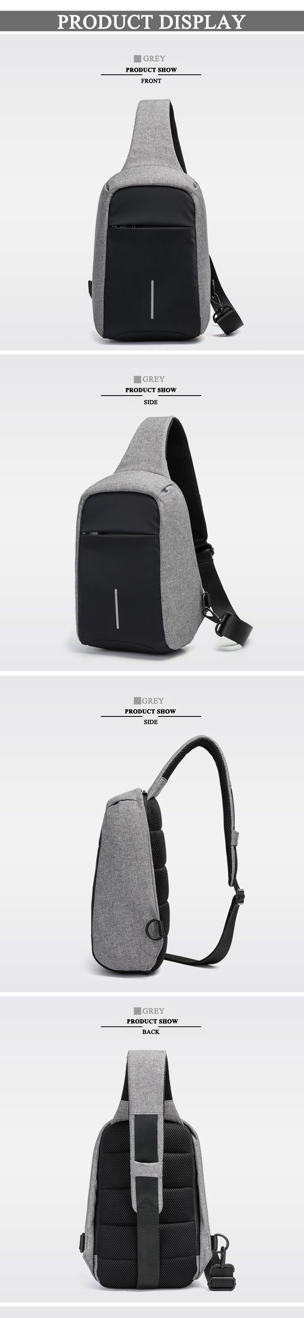 Men Anti-theft Chest Bag Waterproof Travel Bag Multi-pocket Sling Bag