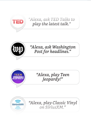 Alexa has Skills like Jeopardy, Washington Post headlines, SiriusXM and more