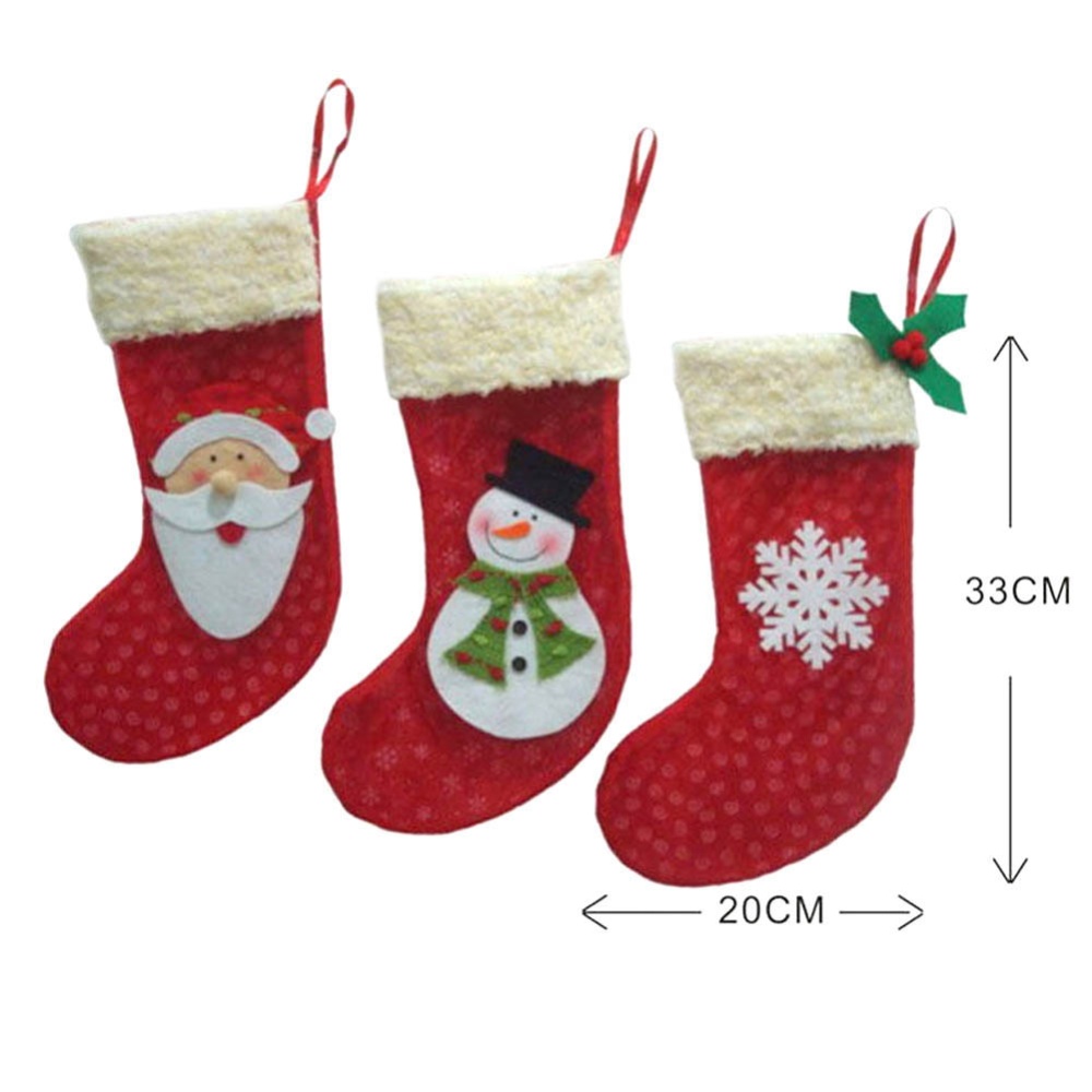 3pcs Christmas  Socks Santa Claus Candy Gift Bag Xmas Tree 